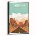 Arizona Retro Travel Poster | Grand Canyon Desert Road Print