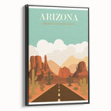 Arizona Retro Travel Poster | Grand Canyon Desert Road Print