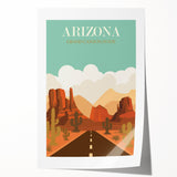 Arizona Retro Travel Poster | Grand Canyon Desert Road Print