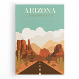 Arizona Retro Travel Poster | Grand Canyon Desert Road Print