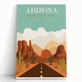Arizona Retro Travel Poster | Grand Canyon Desert Road Print
