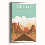 Arizona Retro Travel Poster | Grand Canyon Desert Road Print