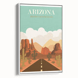 Arizona Retro Travel Poster | Grand Canyon Desert Road Print