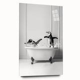 Bathroom Wall Art - Playful Penguins in Bathtub
