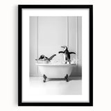 Bathroom Wall Art - Playful Penguins in Bathtub