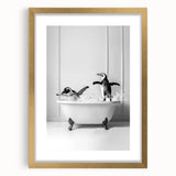Bathroom Wall Art - Playful Penguins in Bathtub