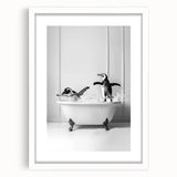 Bathroom Wall Art - Playful Penguins in Bathtub