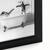 Bathroom Wall Art - Playful Penguins in Bathtub