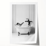 Bathroom Wall Art - Playful Penguins in Bathtub