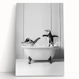 Bathroom Wall Art - Playful Penguins in Bathtub