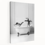 Bathroom Wall Art - Playful Penguins in Bathtub