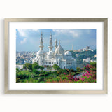 Abstract art print of an Algerian landscape in muted earth tones on a framed canvas, suitable for dining room decor.