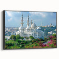 Black and white landscape art painting of Algerian scenery on framed canvas, suitable for bedroom wall decor.