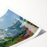 Extra large wall art featuring line art flowers in muted earth tones on rolled canvas, ideal for large living room decor.