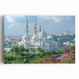 Black and white stretched canvas of Algerian scenery, ideal for kitchen wall art.