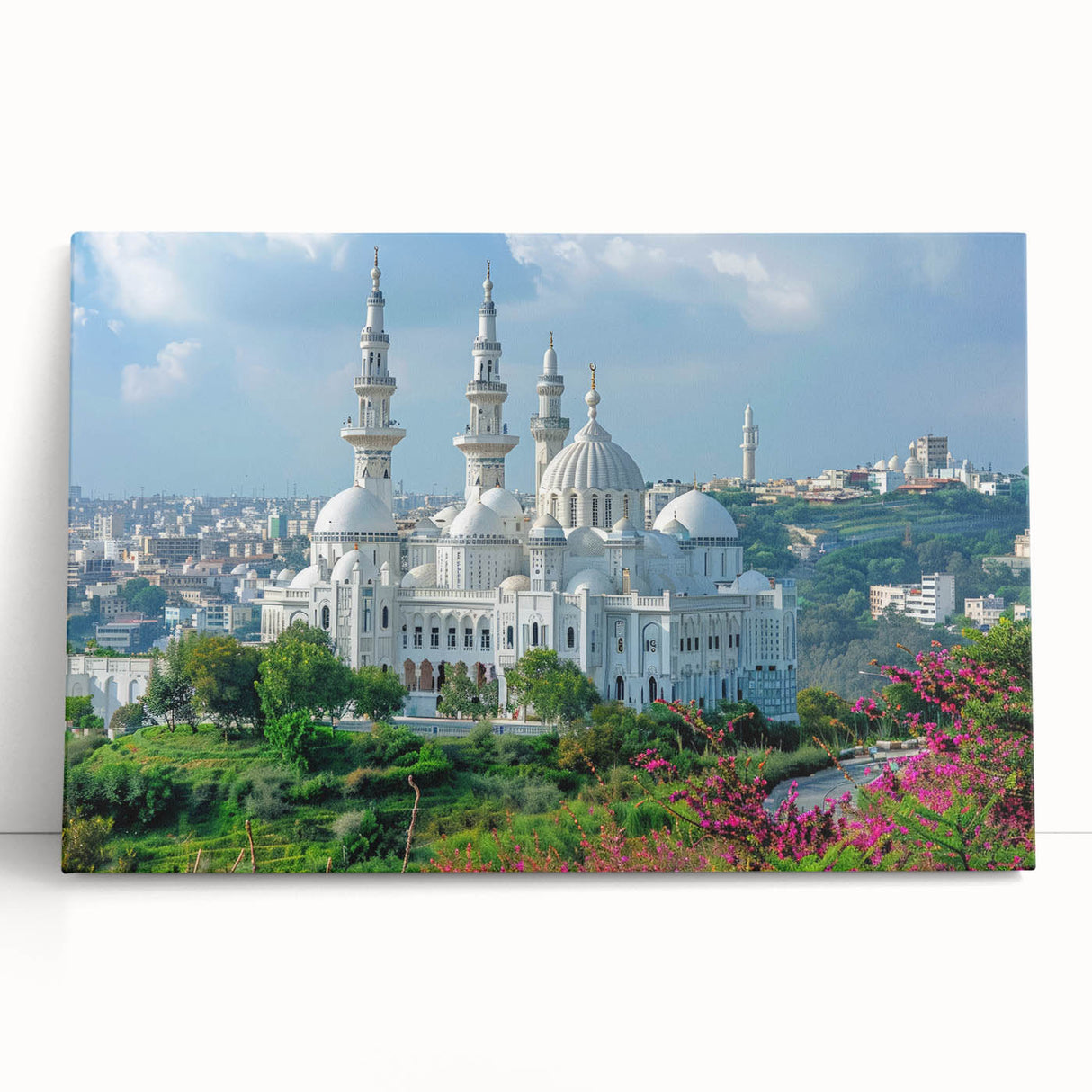 Black and white photograph of Algerian landscape on stretched canvas, ideal for kitchen wall art or bedroom ambiance.