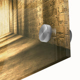 Large abstract wall art of African scenery in mid-century modernist style on acrylic glass, ideal for dining room ambiance.