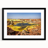 Extra large abstract art print featuring a colorful, textured depiction of the Ethiopian landscape on a framed canvas.