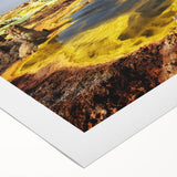 Art deco poster featuring a stylized Ethiopian landscape in muted earth tones on rolled canvas.