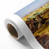 Art Deco poster of Ethiopian scenery in muted earth tones on rolled canvas, suitable for nursery wall art.