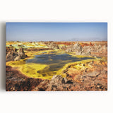 Large black and white stretched canvas of an Ethiopian landscape, ideal for kitchen wall art.