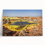 Large black and white stretched canvas depicting Ethiopian scenery, ideal for kitchen wall art or bedroom.