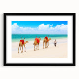 Extra large abstract art print depicting a vibrant, colorful African landscape on a textured canvas.