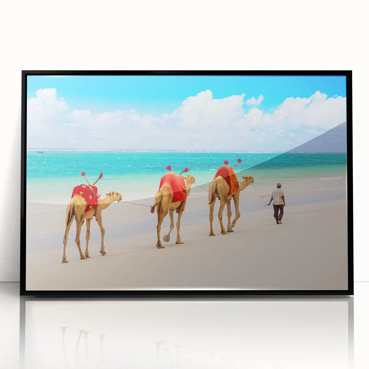 Large abstract wall art depicting a Kenyan landscape in muted earth tones, framed acrylic.