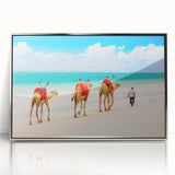 Acrylic print of a Kenyan landscape in muted earth tones, framed in silver, suitable as modern art wall decor.