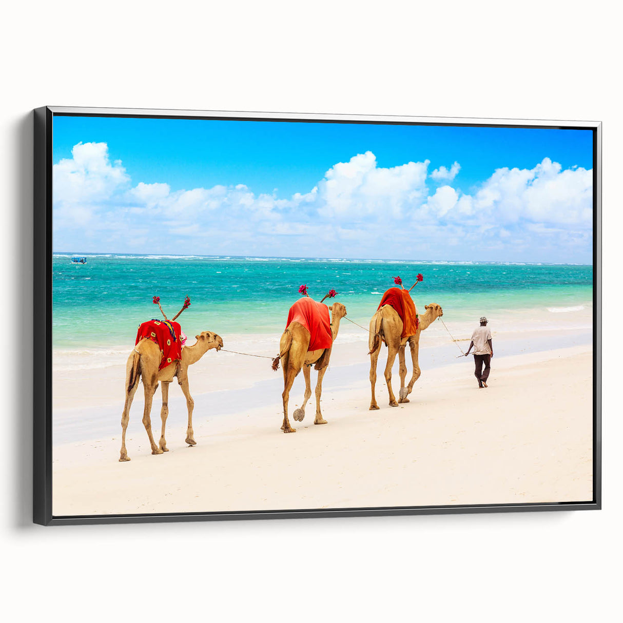 Framed canvas featuring a black and white vintage landscape of the Kenyan scenery, ideal for bedroom wall decor.