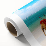 African savannah scene in art deco style on rolled canvas, featuring warm sunset colors, ideal for nursery wall art.