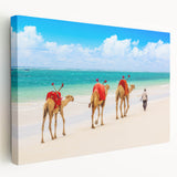 African savannah scene with elephants and acacia trees on a large stretched canvas, using earth tones.