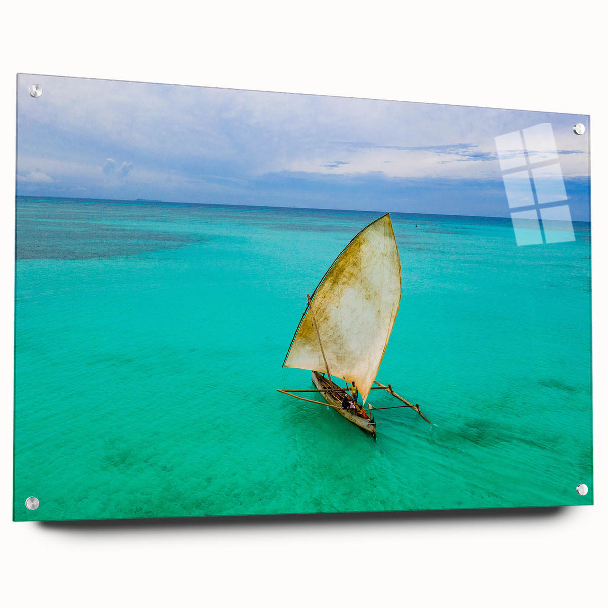 Acrylic print of a Madagascar landscape in muted earth tones, ideal for dining room decor.