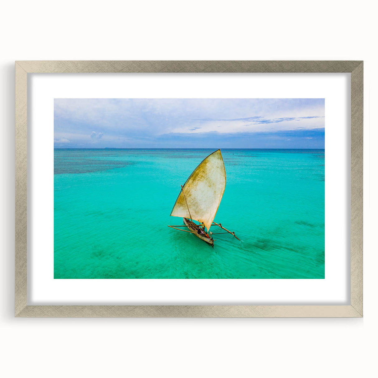 Abstract art print of Madagascar scenery in muted earth tones on a framed canvas, suitable for dining room decor.