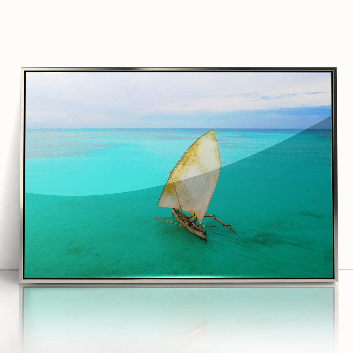 Acrylic print of a Madagascar landscape in art deco style, featuring silver frame.