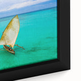 Framed canvas featuring a textured, colorful depiction of a Madagascar landscape in predominantly black tones.