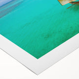 Art deco poster of a Madagascar landscape with vibrant greens and blues on rolled canvas, suitable for dining room decor.