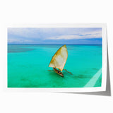 Extra large wall art featuring a Madagascar landscape with lush greenery and floral elements on a rolled canvas.