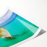 Extra large rolled print of line art flowers with vibrant greens and yellows, ideal for large living room wall art.