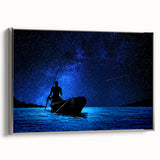 Vintage poster art of an African scenery in vibrant colors on a framed canvas, suitable for living room decor.