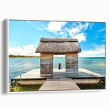 Framed canvas landscape art painting featuring a colorful Mauritius scenery, ideal for living room decor.