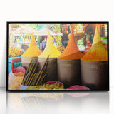 Large abstract wall art depicting a Moroccan landscape in muted earth tones on a framed acrylic.