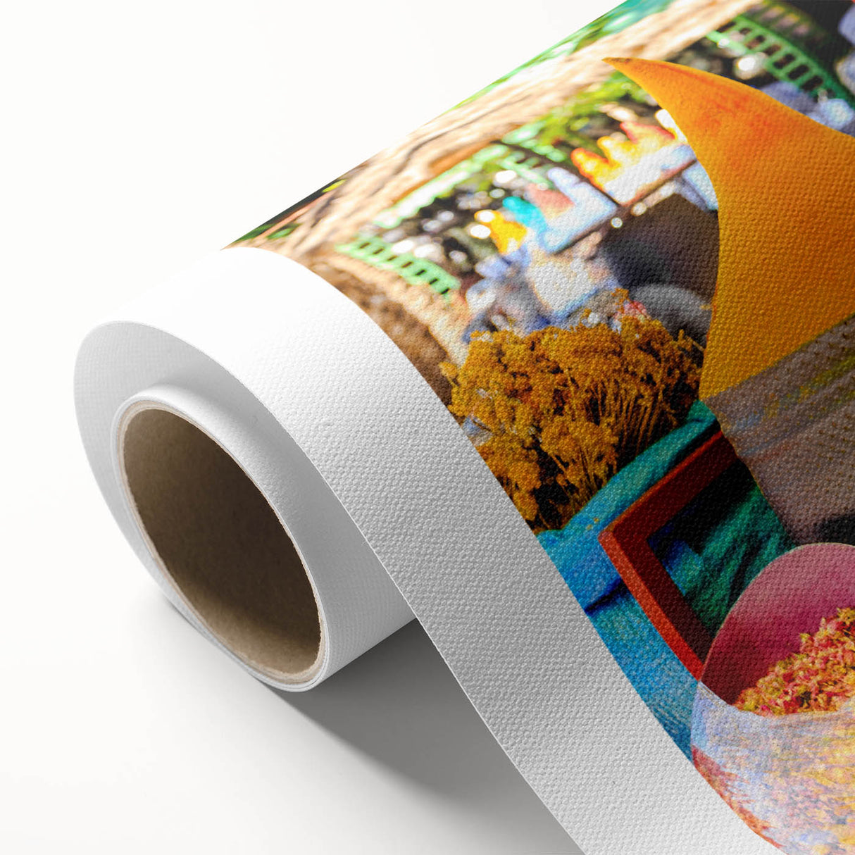 Art deco poster of Moroccan scenery in pastel shades on rolled canvas, ideal for nursery wall art.