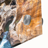 Large abstract wall art depicting a South African scenery in mid-century modernist style on acrylic glass.