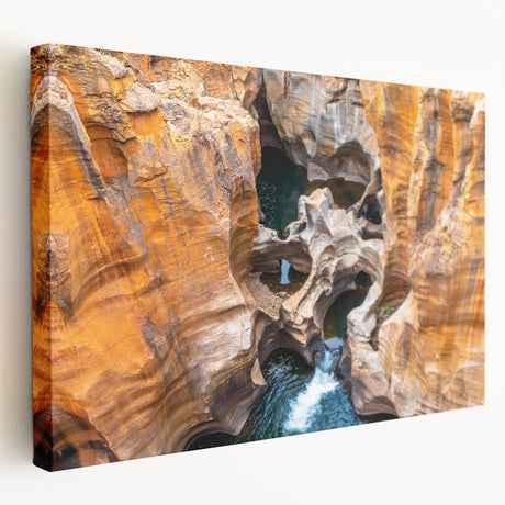 Side view of a large stretched canvas depicting a vibrant South African landscape, ideal for kitchen wall art.
