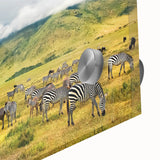 Large abstract wall art of Tanzanian scenery in vibrant earth tones on acrylic glass, suitable for dining room decor.