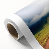 Art deco poster of a serene Tanzanian landscape on rolled canvas, featuring soft pastel colors, ideal for nursery wall art.