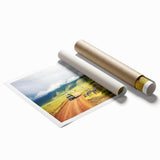 Extra large rolled print featuring a serene Tanzania landscape with muted earth tones, ideal for classy bathroom wall art.
