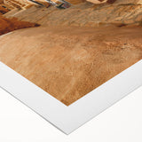 Art Deco poster featuring a Tunisian landscape in muted earth tones on rolled canvas, suitable for dining room decor.