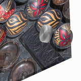 Large abstract wall art depicting an African landscape in muted earth tones on acrylic glass, ideal for dining room decor.